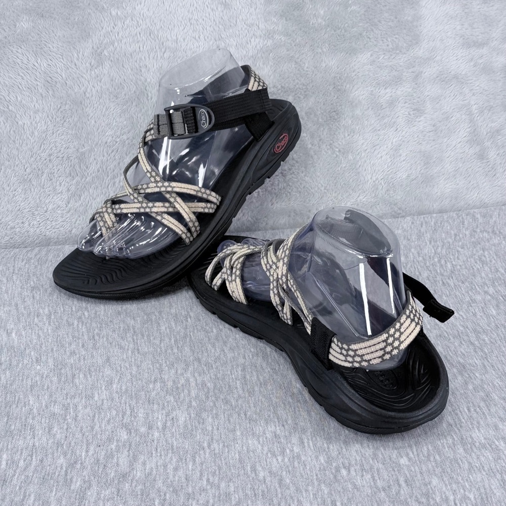 Chaco Z/Volv X2 Sandals Womens 10 Beige Gray Strappy Hiking Toe Loop Shoes Weave